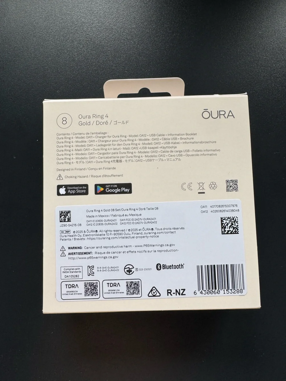 NEW Oura Ring 4 gold size 8